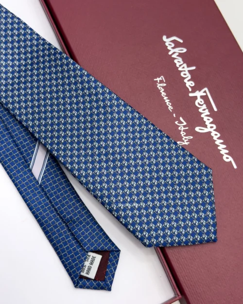 Ferragamo blue Pegasus print silk tie