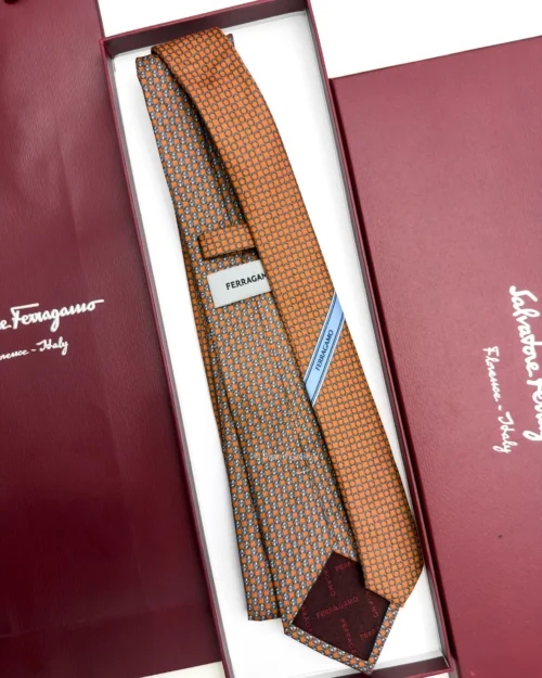 Ferragamo orange Pegasus print silk tie