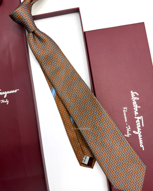 Ferragamo orange Pegasus print silk tie