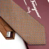 Ferragamo orange Pegasus print silk tie