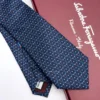 Ferragamo Navy hockey print silk tie
