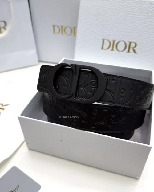 Dior Reversible Black Leather Belt with Matte Black Buckle