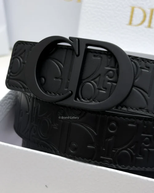 Dior Reversible Black Leather Belt with Matte Black Buckle