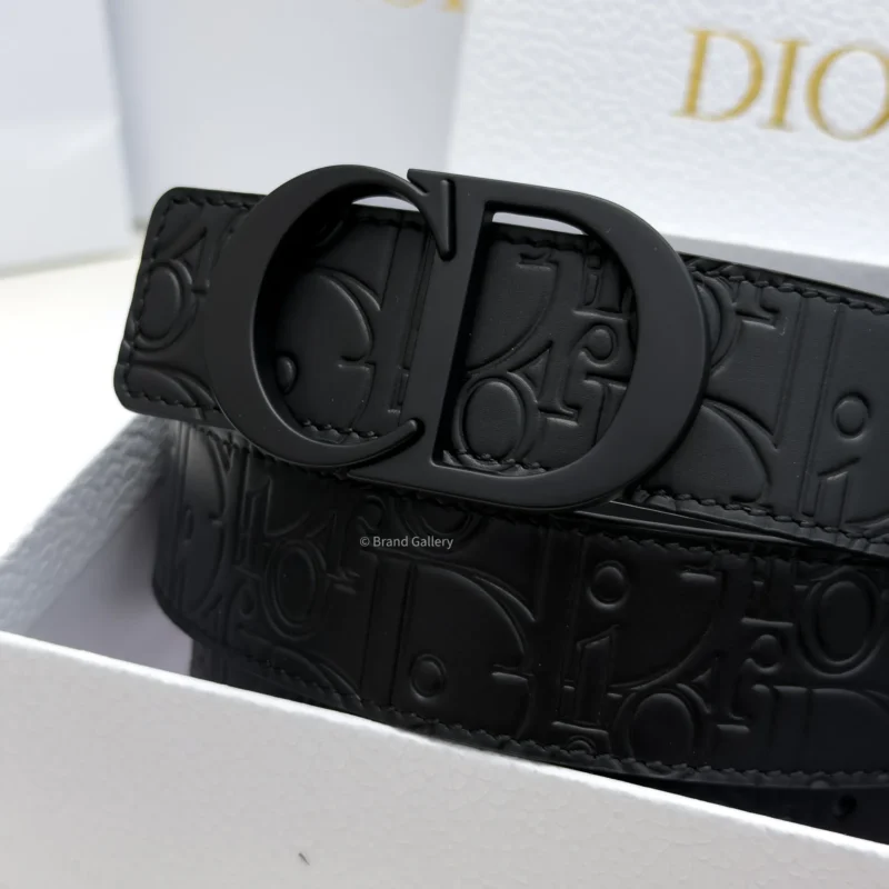 Dior Reversible Black Leather Belt with Matte Black Buckle