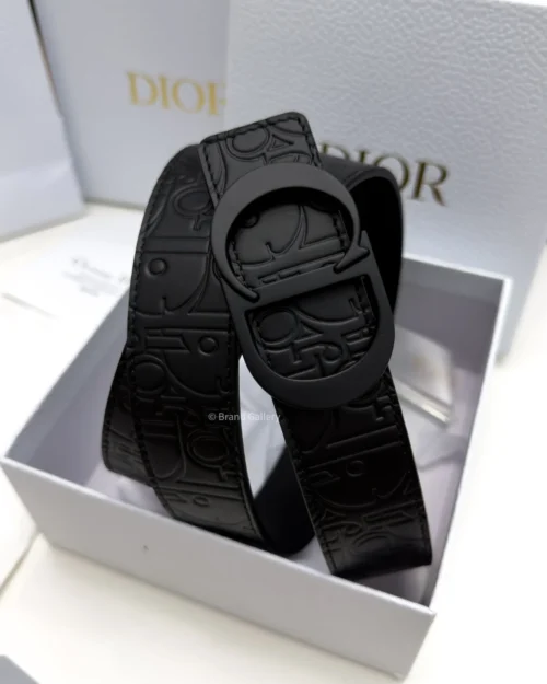 Dior Reversible Black Leather Belt with Matte Black Buckle