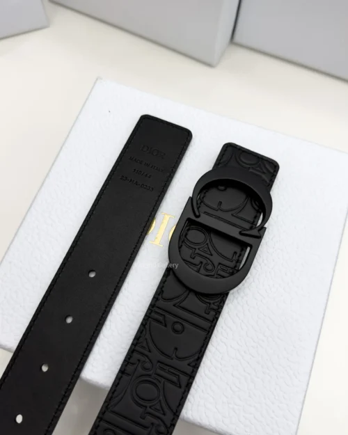 Dior Reversible Black Leather Belt with Matte Black Buckle