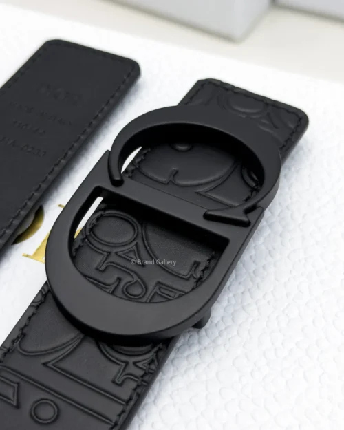 Dior Reversible Black Leather Belt with Matte Black Buckle