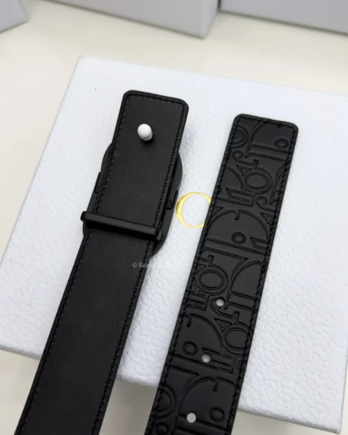 Dior Reversible Black Leather Belt with Matte Black Buckle