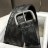 Bottega Veneta black Intrecciato woven leather belt with matte gunmetal-tone buckle