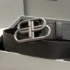 Balenciaga BB Large black grained calfskin belt with aged dark gunmetal buckle