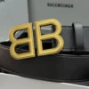 Balenciaga BB Hourglass black calfskin belt with aged gold-tone buckle